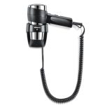 VALERA ACTION SUPER PLUS 1600 BLACK / CHROME Σεσουάρ μαλλιών ξενοδοχειακού τύπου με επιτοίχια βάση, 1600W σε μαύρο χρώμα. - Image 2