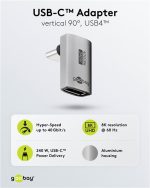GOOBAY αντάπτορας USB-C 74442, γωνιακός 90°, USB4, 240W, 40Gbps, 8K, γκρι - Image 4