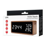 LIFE NOBLE SAPELE Ξύλινο ψηφιακό θερμόμετρο/υγρόμετρο εσωτερικού χώρου με ρολόι, ξυπνητήρι και ημερολόγιο. - Image 5