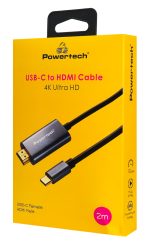 POWERTECH καλώδιο USB-C σε HDMI PTR-0210, 4K/30Hz, 10 Gbps, 2m, μαύρο - Image 2